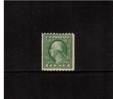 view larger image for The Washington - Franklin Issues 1916-1919 No Wmk - Rotary Press Coils: SG Number 493 / Scott Number 1c Green (1916) - George Washington<br/>
Coil - Perforation 10 x Imperforate<br/>A superb unmounted mint single