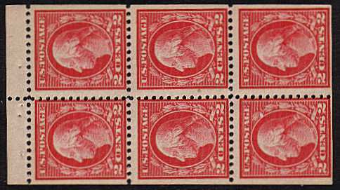 view larger image for  : SG Number 506f / Scott Number 499e (1917) - George Washington<br/>
Booklet pane of six