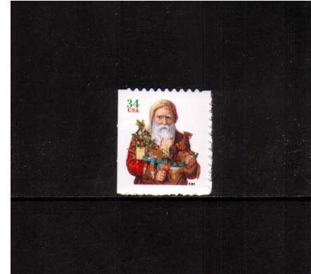 view larger image for Commemoratives 2001 - 2003 - Later Period Commemoratives: SG Number  / Scott Number 34c (2001) - Christmas Santa Armful of Presents  - Red and Green inscription
<br/>
<br/>
Self adhesive - Ex booklets - Small design