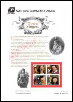 view larger image for Commemorative Panels Commemorative Panels: SG Number 3349-3352 / Scott Number Panel Number 521 (1997) - Opera Singers