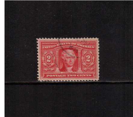 view larger image for Commemoratives 1904 Louisiana Purchase - Early Period Commemoratives: SG Number 331 / Scott Number 2c Thomas Jefferson (1904) - A superb fine used single cancelled with part of a circular date stamp.