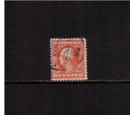 view larger image for The Washington - Franklin Issues 1908-1909 Double Line Wmk Perf 12: SG Number 343 / Scott Number 6c (1908) - George Washington<br/>
A superb fine used single cancelled with a dated circular date stamp for 1909