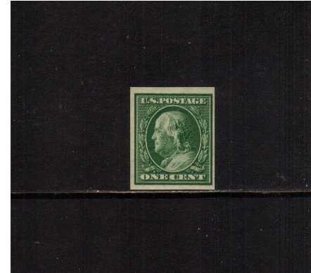 view larger image for The Washington - Franklin Issues 1908-1909 Double Line wmk - Imperforate: SG Number 350 / Scott Number 1c Green (1908) - Ben Franklin<br/>
A superb unmounted mint stamp