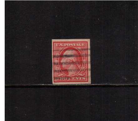 view larger image for The Washington - Franklin Issues 1908-1909 Double Line wmk - Imperforate: SG Number 351 / Scott Number 2c Carmine (1908) - George Washington<br/>
A fine used single