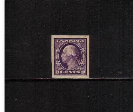 view larger image for The Washington - Franklin Issues 1908-1909 Double Line wmk - Imperforate: SG Number 352 / Scott Number 3c Violet (1908) - George Washington<br/>
A lightly mounted mint single