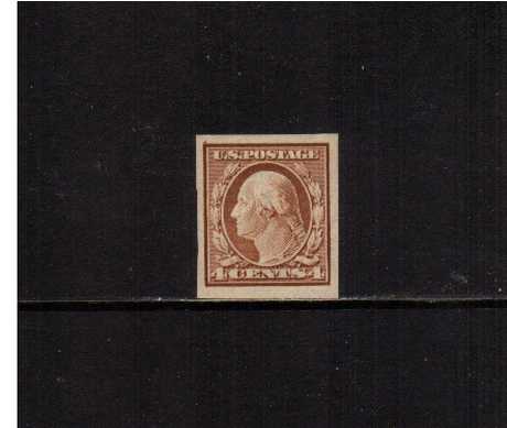 view larger image for The Washington - Franklin Issues 1908-1909 Double Line wmk - Imperforate: SG Number 353 / Scott Number 4c Orange Brown (1908) - George Washington<br/>
a lightly mounted mint single