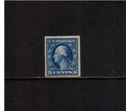 view larger image for The Washington - Franklin Issues 1908-1909 Double Line wmk - Imperforate: SG Number 354 / Scott Number 5c Blue (1908) - George Washington<br/>
a lightly mounted mint single