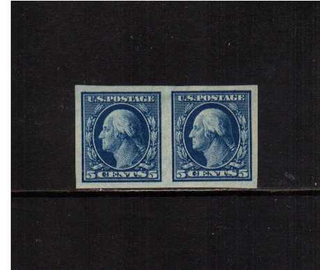 view larger image for The Washington - Franklin Issues 1908-1909 Double Line wmk - Imperforate: SG Number 354 / Scott Number 5c Blue (1908) - George Washington<br/>
a lightly mounted mint pair