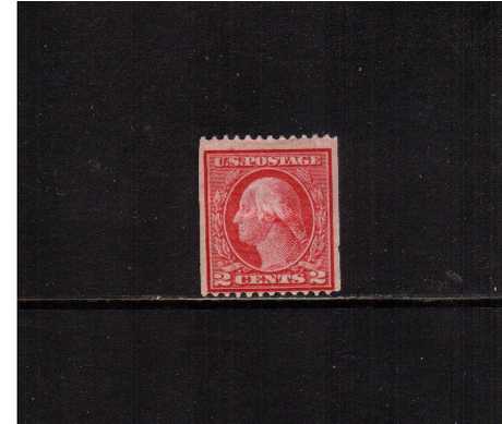 view larger image for The Washington - Franklin Issues 1908-1909 Double Line wmk - Coils: SG Number 356 / Scott Number 2c (1908) - George Washington<br/>
Coil - Perforation 12 x Imperforate<br/>
A mounted mint single