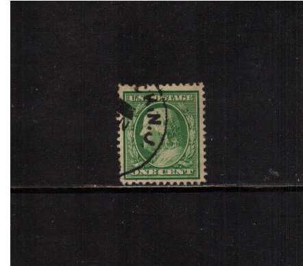 view larger image for The Washington - Franklin Issues 1910-1911 Single Line Wmk - Perf 12: SG Number 381 / Scott Number 1c (1910) - Ben Franklin<br/>
Superb fine used single cancelled with a circular date stamp