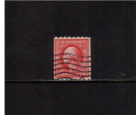 view larger image for The Washington - Franklin Issues 1910-1911 Single Line Wmk - Coils: SG Number 398 / Scott Number 2c (1910) - George Washington<br/>
Coil - Perforation 8� x Imperforate<br/>
A fine used single
