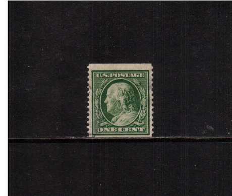view larger image for The Washington - Franklin Issues 1910-1911 Single Line Wmk - Coils: SG Number 394 / Scott Number 1c (1910) - Ben Franklin<br/>
Coil - Imperforate x Perforation 12<br/>
A very fine used single with a small thin.