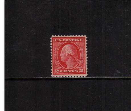 view larger image for The Washington - Franklin Issues 1912-1914 Single Line Wmk - Perf 12: SG Number 407 / Scott Number 2c Carmine (1912) - George Washington<br/>
A superb unmounted mint single