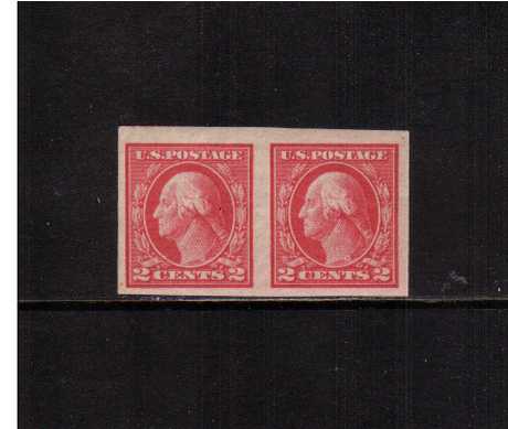view larger image for The Washington - Franklin Issues 1912 Single Line - Imperforate: SG Number 418 / Scott Number 2c (1912) - George Washington<br/>
A superb unmounted mint pair