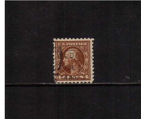 view larger image for The Washington - Franklin Issues 1914-1915 Single Line Wmk - Flat Press - Perf 10: SG Number 435 / Scott Number 4c (1914) - George Washington<br/>
A superb fine used single