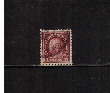 view larger image for The Washington - Franklin Issues 1914-1915 Single Line Wmk - Flat Press - Perf 10: SG Number 443 / Scott Number 12c (1914) - Ben Franklin<br/>
A superb fine used single