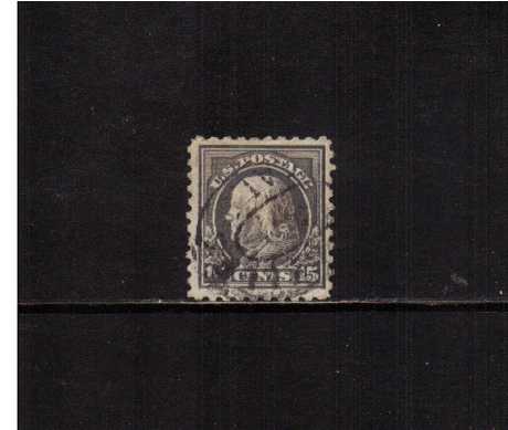 view larger image for The Washington - Franklin Issues 1914-1915 Single Line Wmk - Flat Press - Perf 10: SG Number 444 / Scott Number 15c (1914) - Ben Franklin<br/>
A superb fine used single