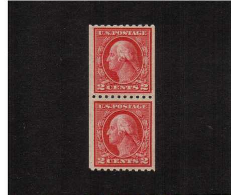 view larger image for The Washington - Franklin Issues 1914 Single Line Wmk - Flat Press Coils: SG Number 449pr / Scott Number 2c (1914) - George Washington<br/>
Coil - Perforation 10 x Imperforate<br/>
A superb unmounted mint pair