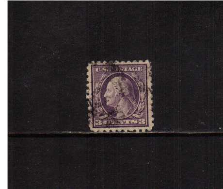 view larger image for The Washington - Franklin Issues 1916-1917 No Wmk - Flat Press - Perf 10: SG Number 470 / Scott Number 3c Violet (1916) - George Washington<br/>
A good used single