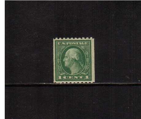 view larger image for The Washington - Franklin Issues 1916-1919 No Wmk - Rotary Press Coils: SG Number 493 / Scott Number 1c Green (1916) - George Washington<br/>
Coil - Perforation 10 x Imperforate<br/>A superb unmounted mint single
