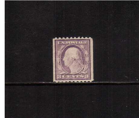 view larger image for The Washington - Franklin Issues 1916-1919 No Wmk - Rotary Press Coils: SG Number 496 / Scott Number 3c  Violet - Type I (1916) - George Washington<br/>
Coil - Perforation 10 x Imperforate<br/>
A superb unmounted mint single