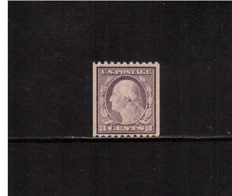 view larger image for The Washington - Franklin Issues 1916-1919 No Wmk - Rotary Press Coils: SG Number 496 / Scott Number 3c  Violet - Type I (1916) - George Washington<br/>
Coil - Perforation 10 x Imperforate<br/>
A superb unmounted mint single