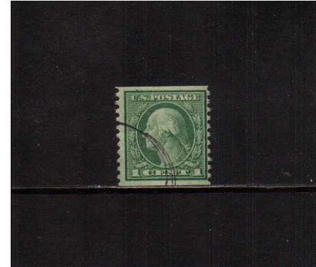 view larger image for The Washington - Franklin Issues 1916-1919 No Wmk - Rotary Press Coils: SG Number 497 / Scott Number 1c (1916) - George Washington<br/>
Coil - Imperforate x Perforation 10<br/>
A very fine used single