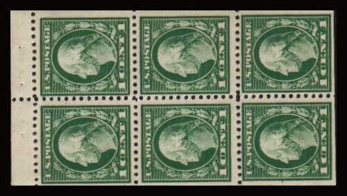 view larger image for  : SG Number 505f / Scott Number 498e (1917) - George Washington<br/>
A superb unmounted mint booklet pane of six