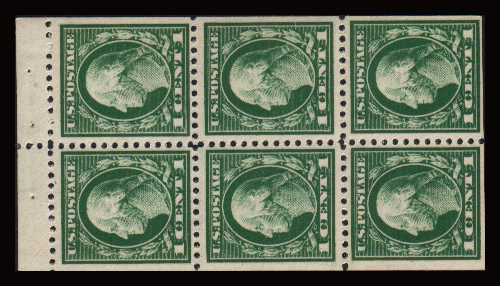 view larger image for  : SG Number 505f / Scott Number 498e (1917) - George Washington<br/>
A superb unmounted mint booklet pane of six