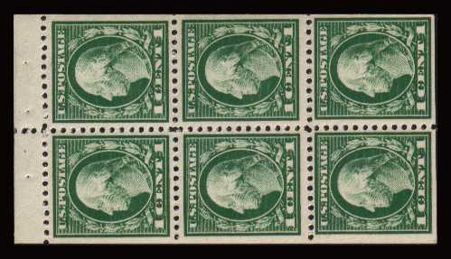view larger image for  : SG Number 505f / Scott Number 498e (1917) - George Washington<br/>
A superb unmounted mint booklet pane of six