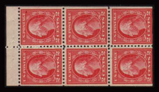 view larger image for  : SG Number 506f / Scott Number 499e (1917) - George Washington<br/>
A superb unmounted mint booklet pane of six
