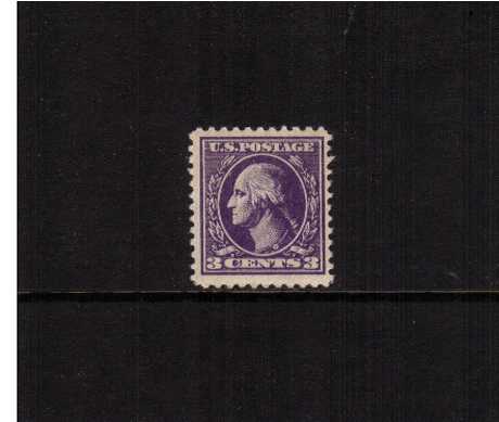 view larger image for The Washington - Franklin Issues 1918-1920 Offset Printings - Perf 11: SG Number 533 / Scott Number 3c Purple - Type IV (1918) - George Washington<br/>
A good mounted mint single