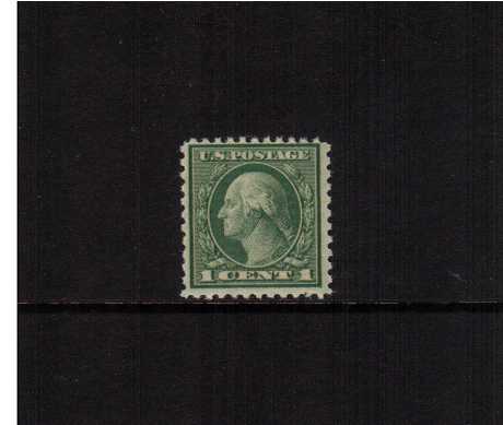 view larger image for The Washington - Franklin Issues 1919-1921 Rotary Press - Various Perforations: SG Number 547 / Scott Number 1c Green - Perforation 11 x 10 (1919) - George Washington<br/>
A good mounted mint single with just a trace of a hinge
