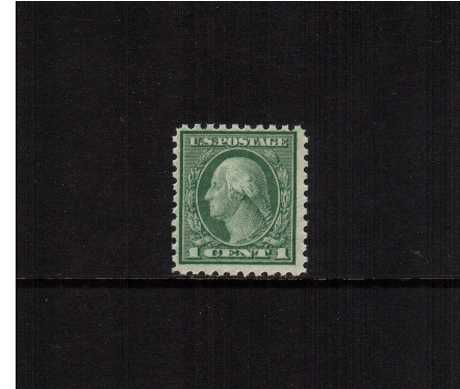 view larger image for The Washington - Franklin Issues 1919-1921 Rotary Press - Various Perforations: SG Number 552 / Scott Number 1c Green - Perforation 10 - 19x22½mm (1919) - George Washington<br>
A superb unmounted mint single