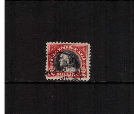 view larger image for The Washington - Franklin Issues 1920 No Wmk - Perf 11: SG Number 527 / Scott Number $2 Carmine and Black (1920) - Ben Franklin<br/>
A stunning stamp cancelled with a crisp circular date stamp. Superb!