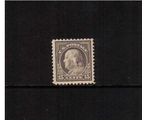 view larger image for The Washington - Franklin Issues 1917-1919 No Wmk - Flat Press - Perf 11: SG Number 521 / Scott Number 15c Grey (1917) - George Washington<br/>
A fine lightly mounted mint stamp
