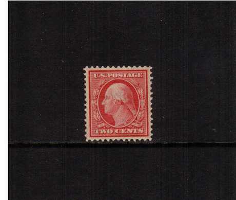 view larger image for The Washington - Franklin Issues 1908-1909 Double Line Wmk Perf 12: SG Number 339 / Scott Number 2c Carmine (1908) - George Washington<br/>
A superb lightly mounted mint stamp.