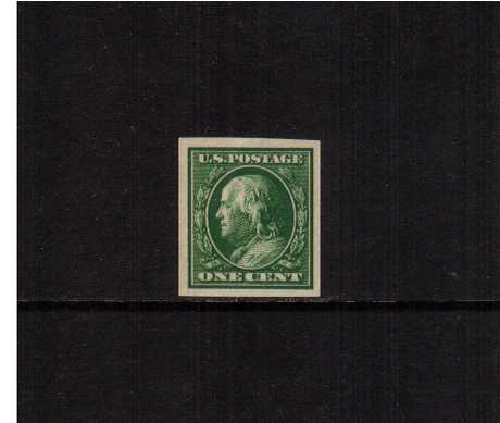 view larger image for The Washington - Franklin Issues 1910-1911 Single Line Wmk - Imperforate: SG Number 390 / Scott Number 1c Green (1911) - George Washington<br/>
A superb lightly mounted mint single with excellent margins