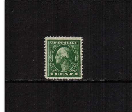 view larger image for The Washington - Franklin Issues 1912-1914 Single Line Wmk - Perf 12: SG Number 406 / Scott Number 1c Green (1912) - George Washington<br/>
A fine very lightly mounted mint stamp