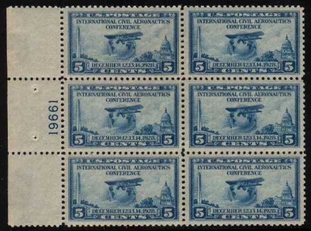 view larger image for Plate Number Blocks Plate Number Blocks: SG Number 653 / Scott Number 5c (1928) - A superb unmounted mint left side margin plate block of six showing plate number 19661