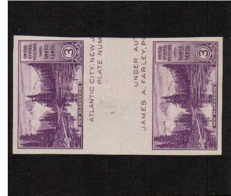 view larger image for Commemoratives 1934-35 National Parks - Early Period Commemoratives: SG Number - / Scott Number 3c (1935) - A superb unmounted mint gutter pair<br/>Imperforate
<br/><br/>
Issued without gum