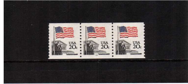 view larger image for Plate Number Coils Plate Number Coils: SG Number 1895 / Scott Number Flag over Supreme Court (1981) - A superb unmounted mint strip of three showing plate number 13