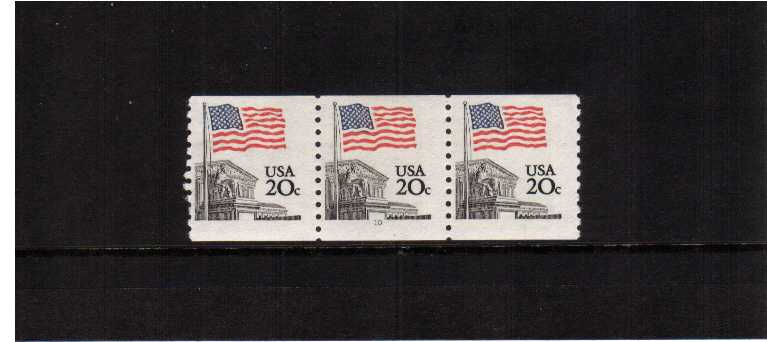 view larger image for Plate Number Coils Plate Number Coils: SG Number 1895 / Scott Number Flag over Supreme Court (1981) - A superb unmounted mint strip of three showing plate number 10