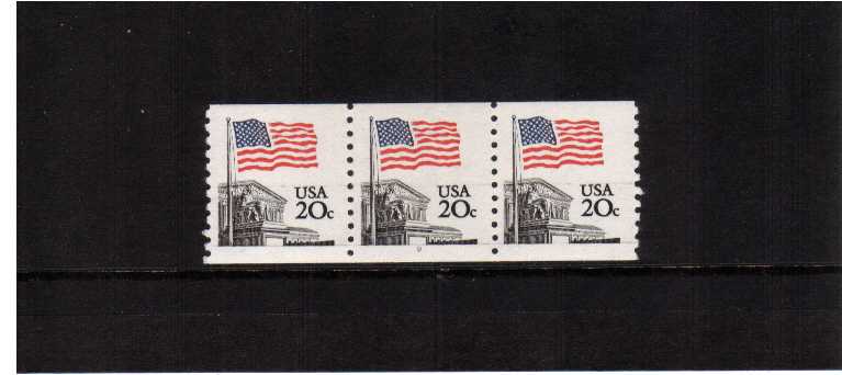 view larger image for Plate Number Coils Plate Number Coils: SG Number 1895 / Scott Number Flag over Supreme Court (1981) - A superb unmounted mint strip of three
 showing plate number 9