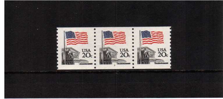 view larger image for Plate Number Coils Plate Number Coils: SG Number 1895 / Scott Number Flag over Supreme Court (1981) - A superb unmounted mint strip of three showing plate number 3