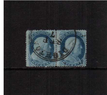 view larger image for Early Issues To 1906 Early Issues To 1906: SG Number  / Scott Number 1c Blue - Type V (1857) - A superb fine used pair cancelled with a large DIGHTON double ring circular date stamp. Lovely