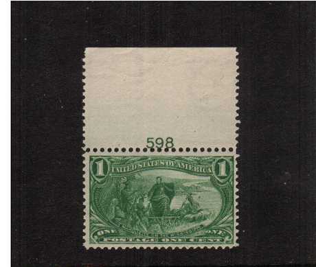 view larger image for  : SG Number 291 / Scott Number 285 (1898) - A superb unmounted mint top marginal plate number single (598) with the benefit of a PHILATELIC FOUNDATION certificate