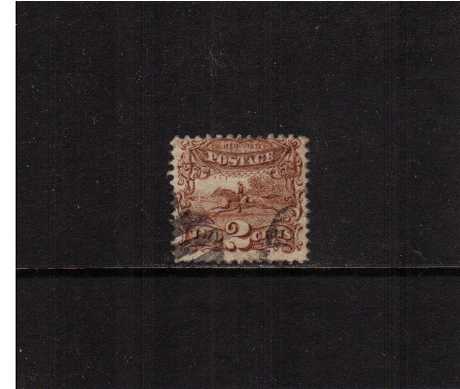 view larger image for Early Issues To 1906 Early Issues To 1906: SG Number 115 / Scott Number 2c Post Rider  - Pictorial Issue (1869) - A fine used single in a lighter shade of Brown cancelled left and right clear of central design.