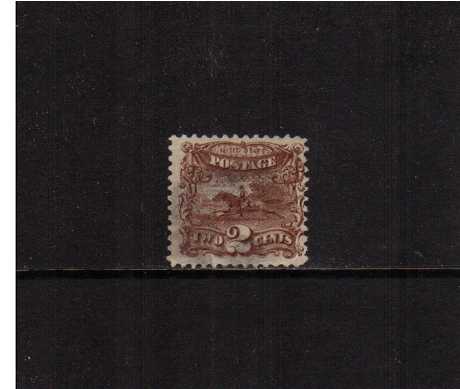 view larger image for Early Issues To 1906 Early Issues To 1906: SG Number 115 / Scott Number 2c Post Rider  - Pictorial Issue (1869) - A superb fine used single very lightly cancelled and centered slightly to the right.
