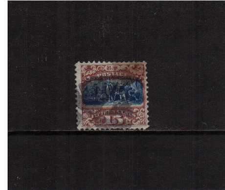 view larger image for Early Issues To 1906 Early Issues To 1906: SG Number 121 / Scott Number 15c Landing of Columbus - Type II - Pictorial Issue (1869) - A good used single showing a 2mm upwards shift of Blue. Pretty.